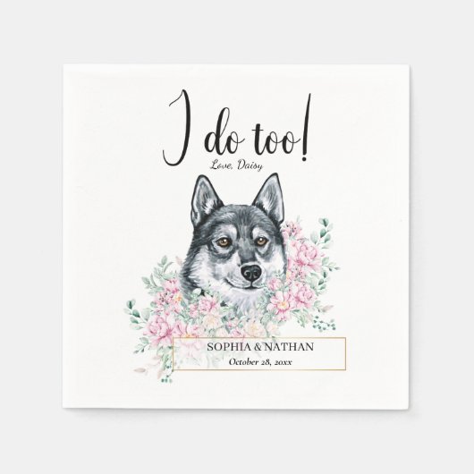 Husky Dog Wedding Cocktail Napkins Servet (Voorkant)
