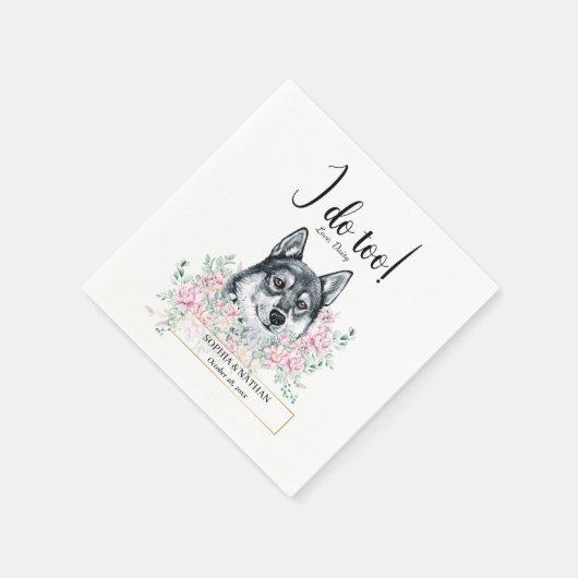 Husky Dog Wedding Cocktail Napkins Servet (Hoek)