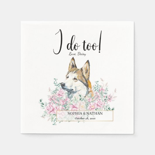 Husky Dog Wedding Cocktail Napkins Servet (Voorkant)