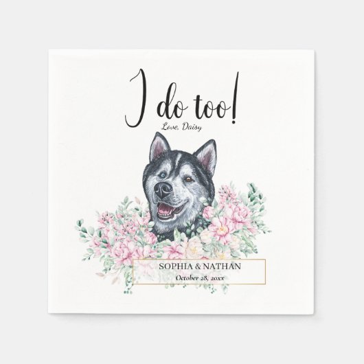 Husky Dog Wedding Cocktail Napkins Servet (Voorkant)