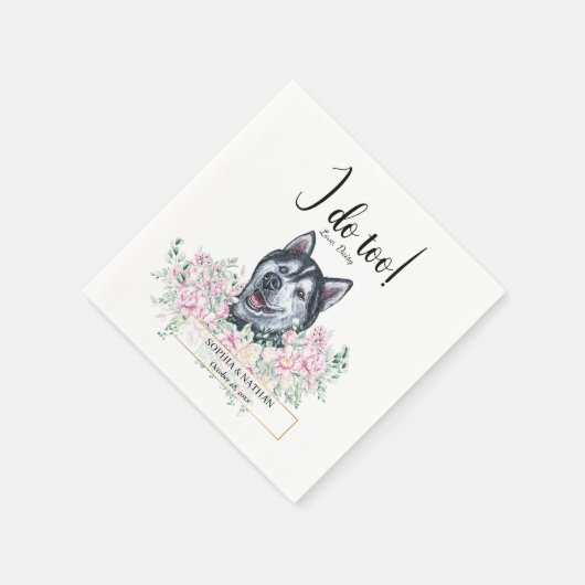 Husky Dog Wedding Cocktail Napkins Servet (Hoek)
