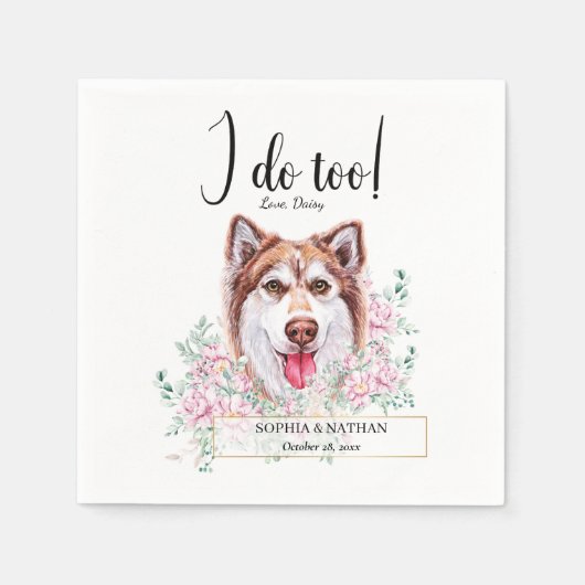 Husky Dog Wedding Cocktail Napkins Servet (Voorkant)