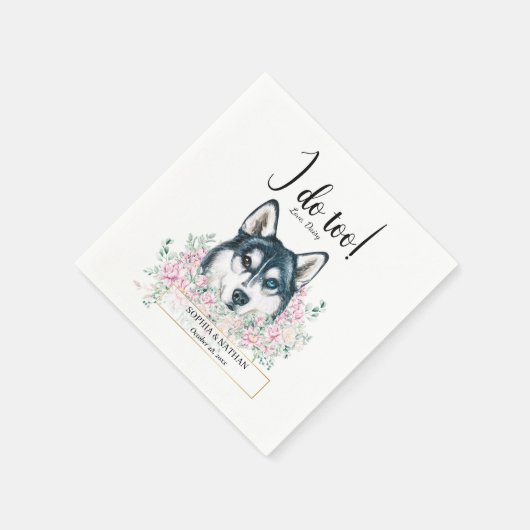 Husky Dog Wedding Cocktail Napkins Servet (Hoek)