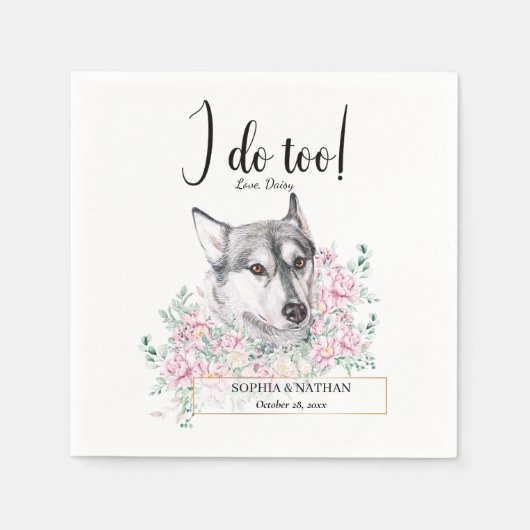 Husky Dog Wedding Cocktail Napkins Servet (Voorkant)