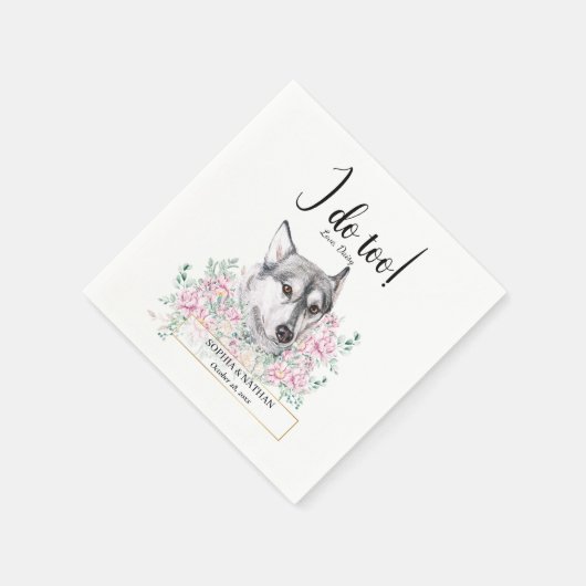 Husky Dog Wedding Cocktail Napkins Servet (Hoek)