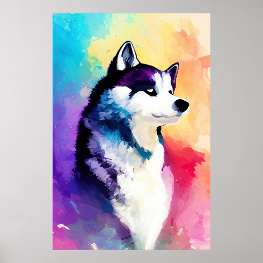 Husky Dog Wilde Natuur Dierlijke Kleur Art Schilde Poster (Voorkant)