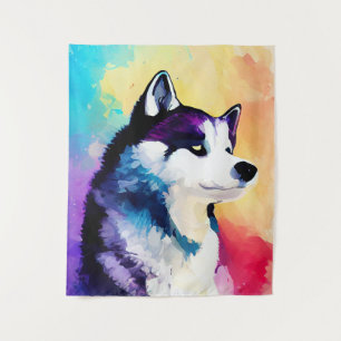 Husky Dog Wilde Natuur Dierlijke Kleur Art Schilde Wandkleed