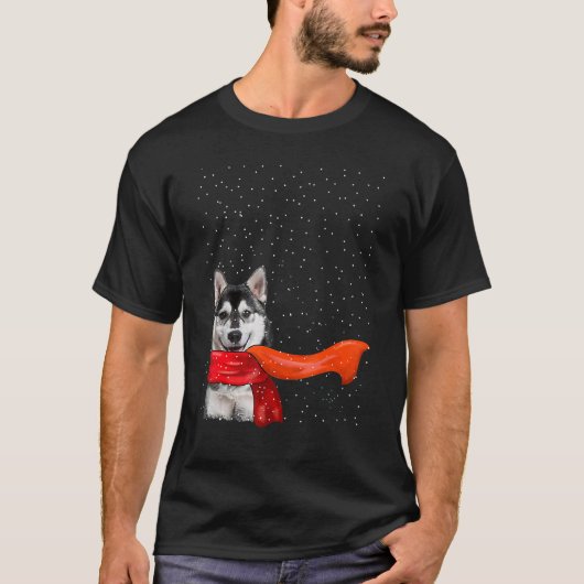 Husky Dog Winter KerstSweater Xmas Pet Dog T-shirt (Voorkant)