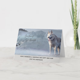 Husky Dog Winter Snow Xmas Foto gepersonaliseerd Feestdagen Kaart