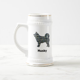 Husky Dog Yellow & Blue Grid Lines Bierpul