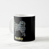 Husky Dog Yellow & Blue Grid Lines Koffiemok (Voorkant links)