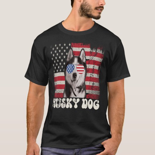  Husky Dog Zonnebril USA Flag Patriotic 4t T-shirt (Voorkant)