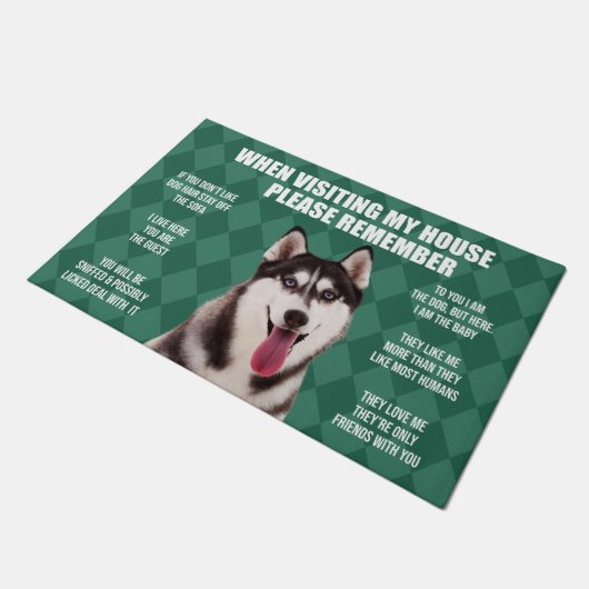 Husky Doormat, Husky Welcome Mat, Husky Lover Deurmat (Schuin)