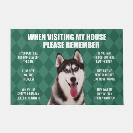Husky Doormat, Husky Welcome Mat, Husky Lover Deurmat (Voorkant)