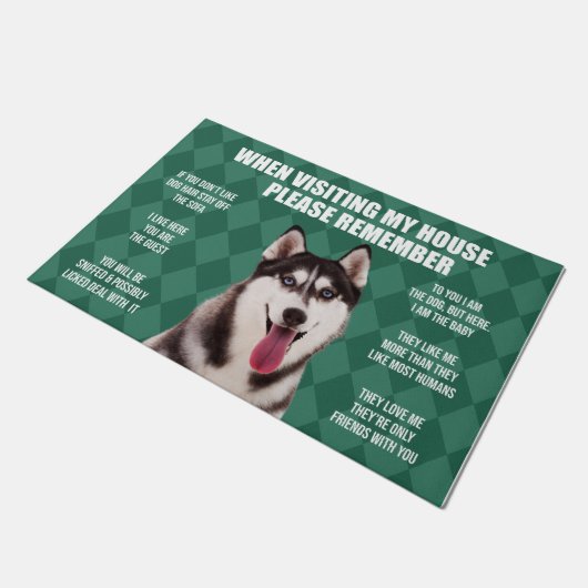 Husky Doormat, Husky Welcome Mat, Husky Lover Deurmat (Schuin)