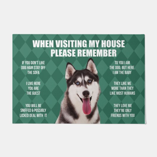Husky Doormat, Husky Welcome Mat, Husky Lover Deurmat (Voorkant)