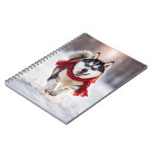 Husky draagt een rode wintersjaal notitieboek (Linkerzijde)