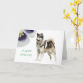Husky en bloem Wenskaart Kaart (Gele Bloem)