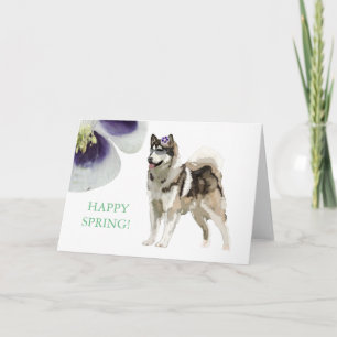 Husky en bloem Wenskaart Kaart