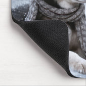 Husky en sneeuwman in de winter Bossen Muismat (Hoek)