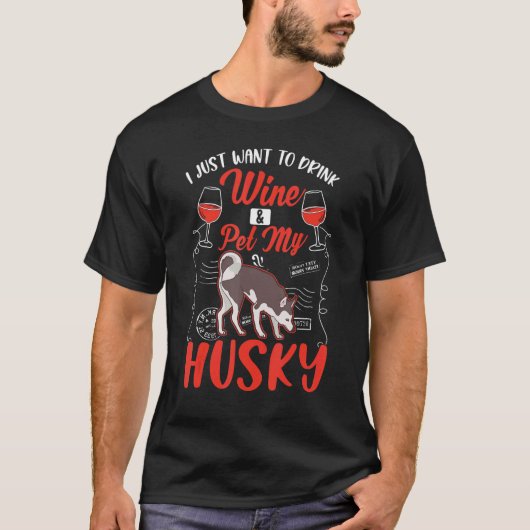 Husky en Wine Siberian Husky T-shirt (Voorkant)