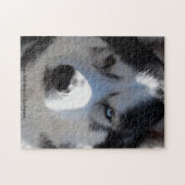 Husky Eyes Puzzle Personalized Sled Dog Puzzles Legpuzzel (Horizontaal)