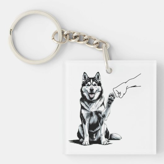 Husky Fist Bump T-shirt – Loyaliteit Ontmoet Stijl Sleutelhanger (voorkant)
