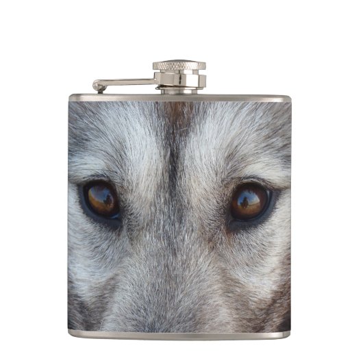 Husky Flask Custom Husky Wolf Pup Drink Flask Heupfles (Voorkant)