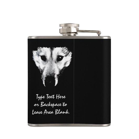 Husky Flask Custom Husky Wolf Pup Drink Flask Heupfles (Achterkant)