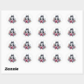 Husky Floral Ronde Sticker (Vel)