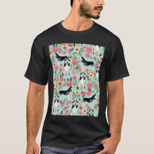 Husky Florals Honden en bloemmotief S T-shirt
