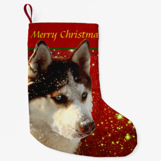 Husky Frohe Weihnachten Rot Gold Weihnachtsstrumpf Kleine Kerstsok