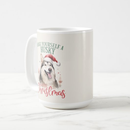 Husky Funny Dog Pun Christmas Coffee Mok (Voorkant links)