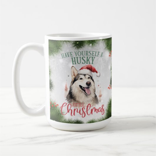 Husky Funny Dog Pun Christmas Coffee Mok (Links)