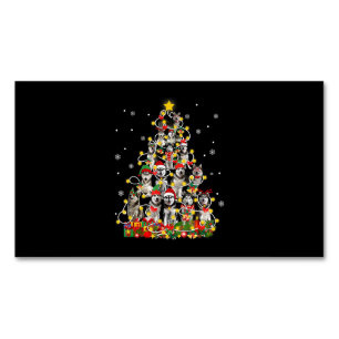Husky   Funny Siberian Husky Santa Hat Kerstmis Magnetisch Visitekaartje