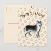 Husky Gefeliciteerd hond pootafdruk Bewerkbaar Briefkaart (Voorkant / Achterkant)