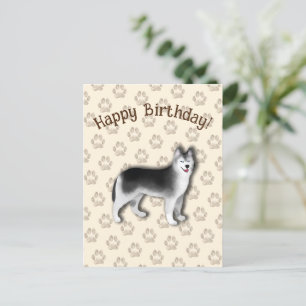 Husky Gelukkige verjaardag hondenpoot Bewerkbaar Briefkaart