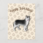 Husky Gelukkige verjaardag hondenpoot Bewerkbaar Briefkaart (Voorkant)