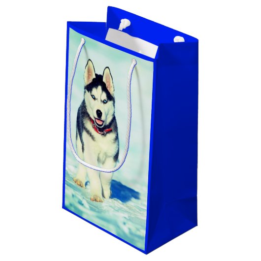 Husky Gift Bag Klein Cadeauzakje (Achterkant Gekanteld)