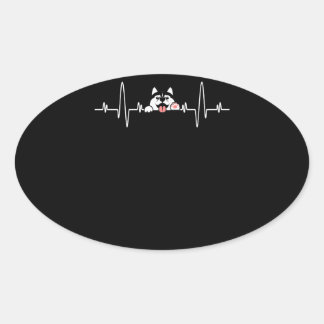 Husky Gift | Cool Siberian Husky Heartbeat Ovale Sticker