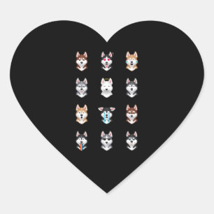Husky Gift Funny Siberian Husky Emoji Hart Sticker