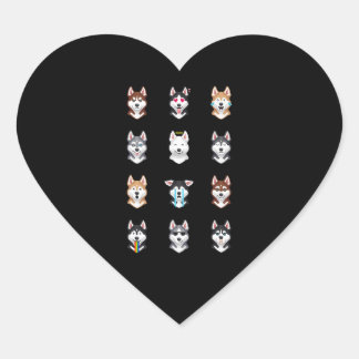 Husky Gift | Funny Siberian Husky Emoji Hart Sticker