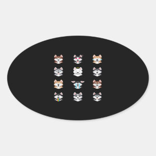 Husky Gift   Funny Siberian Husky Emoji Ovale Sticker