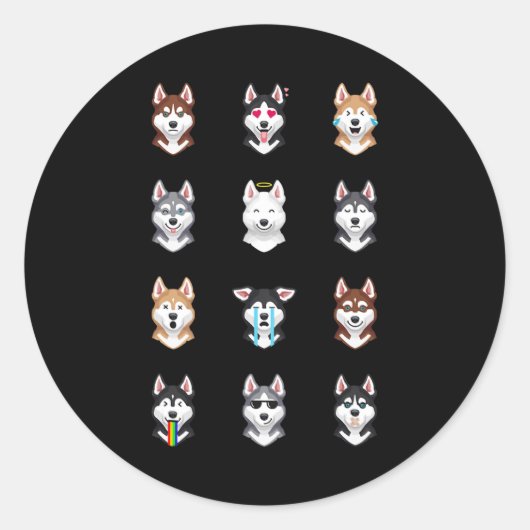 Husky Gift | Funny Siberian Husky Emoji Ronde Sticker (Voorkant)
