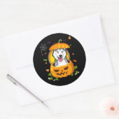 Husky Gift | Halloween Dog Witch Pumpkin Husky Ronde Sticker (Envelop)