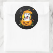 Husky Gift | Halloween Dog Witch Pumpkin Husky Ronde Sticker (Tas)