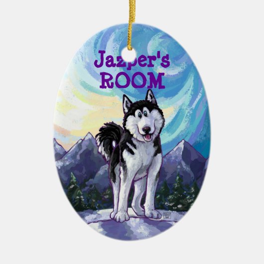 Husky Gifts & Accessoires Keramisch Ornament (Voorkant)