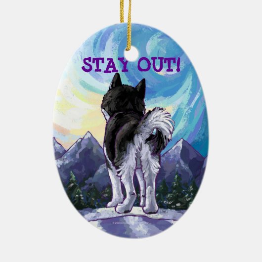Husky Gifts & Accessoires Keramisch Ornament (Achterkant)