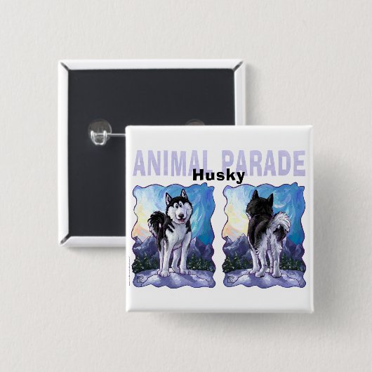 Husky Gifts & Accessoires Vierkante Button 5,1 Cm (Voorkant /achterkant)