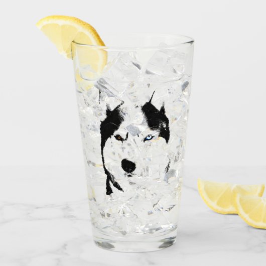 Husky Glass Siberian Husky Eyes Glass Personaliser Glas (Voorkant ijs)